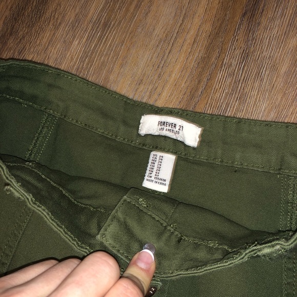New army green button up jean skirt - Picture 2 of 3